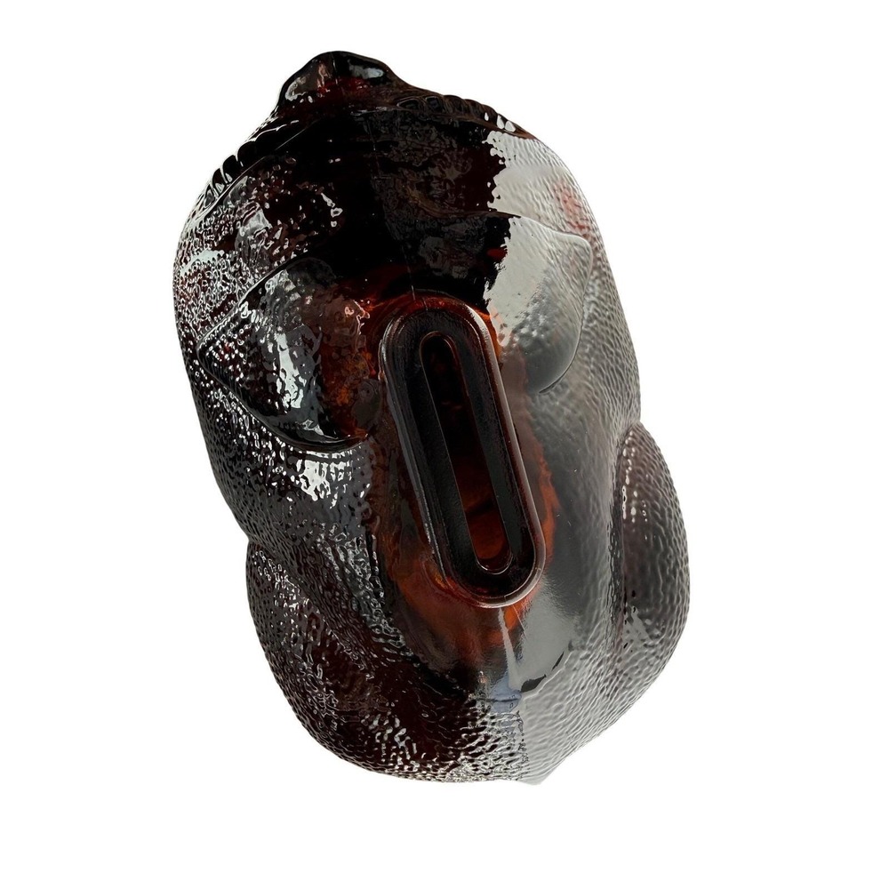 Vintage Amber Glass Piggy Bank Textured Retro 70s Pig Coin Bank Functional - Picture 6 of 6
